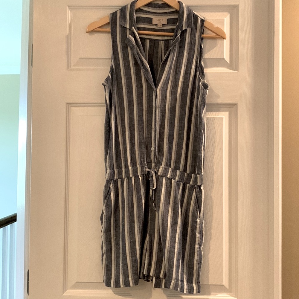 Loft Blue And White Striped Romper